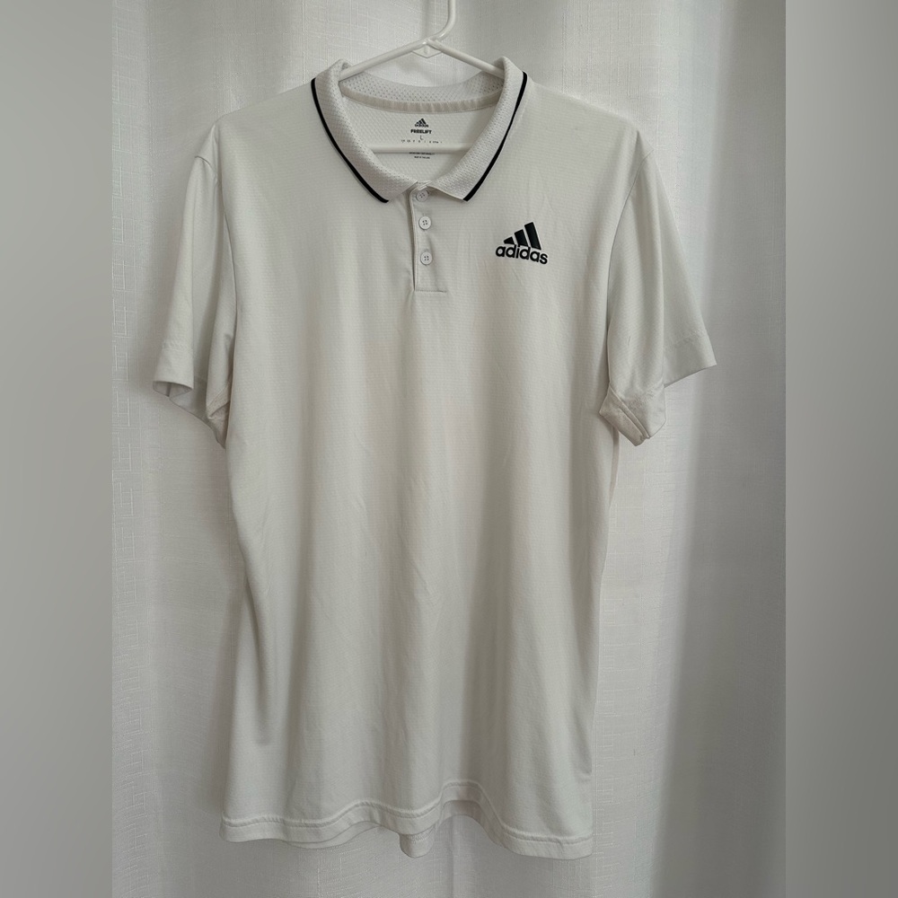 adidas Freelit Short Sleeve Tennis Polo in Color White in Large